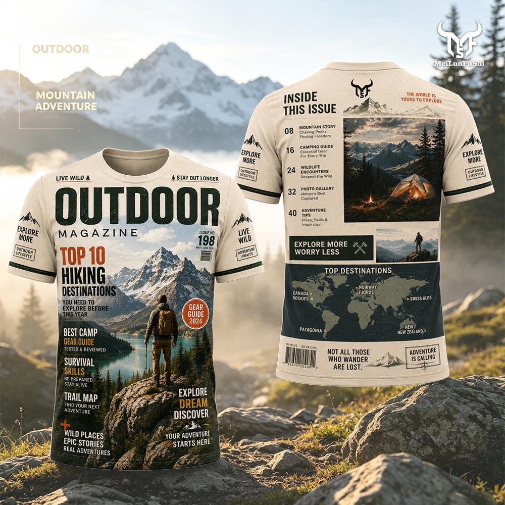 Outdoor Adventure Magazines - Футболка с принтом в стиле журнального